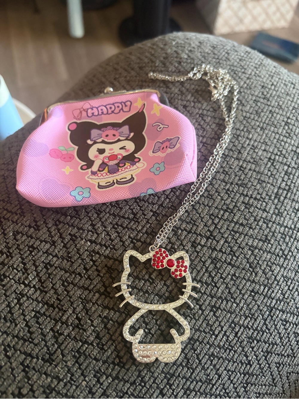 Hello Kitty Silver Necklace with Red and Pink Accents